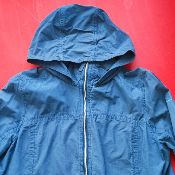 Columbia canvas windbreaker with hood full zipper muted blue women's size L - Picture 2 of 8